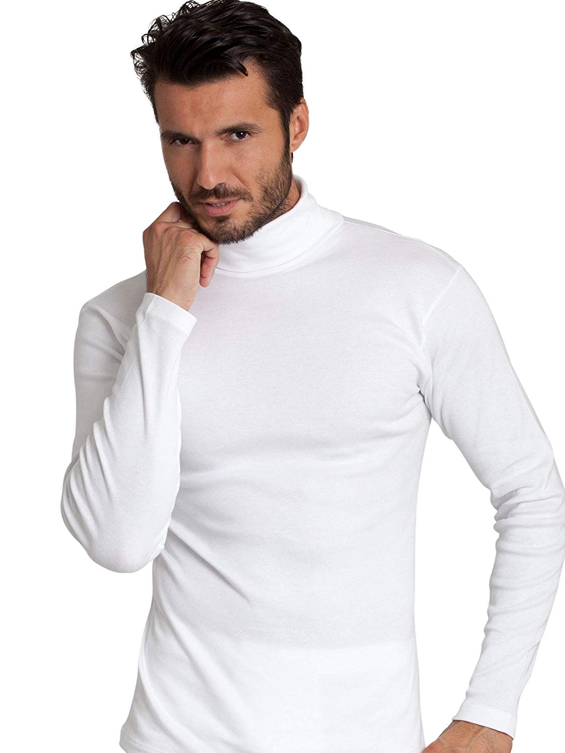 BASIC COTTON Free Spirit Brushed/Fleece Cotton Men's Turtleneck Jumper