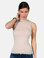 EGi Luxury Wool Silk Turtleneck Sleeveless Top 1484