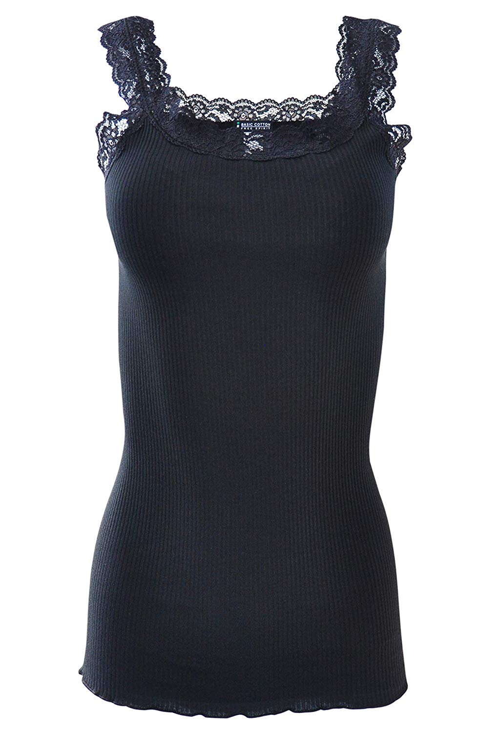 BASIC COTTON Free Spirit Premium Cotton Women's Lace Trim Tank Top