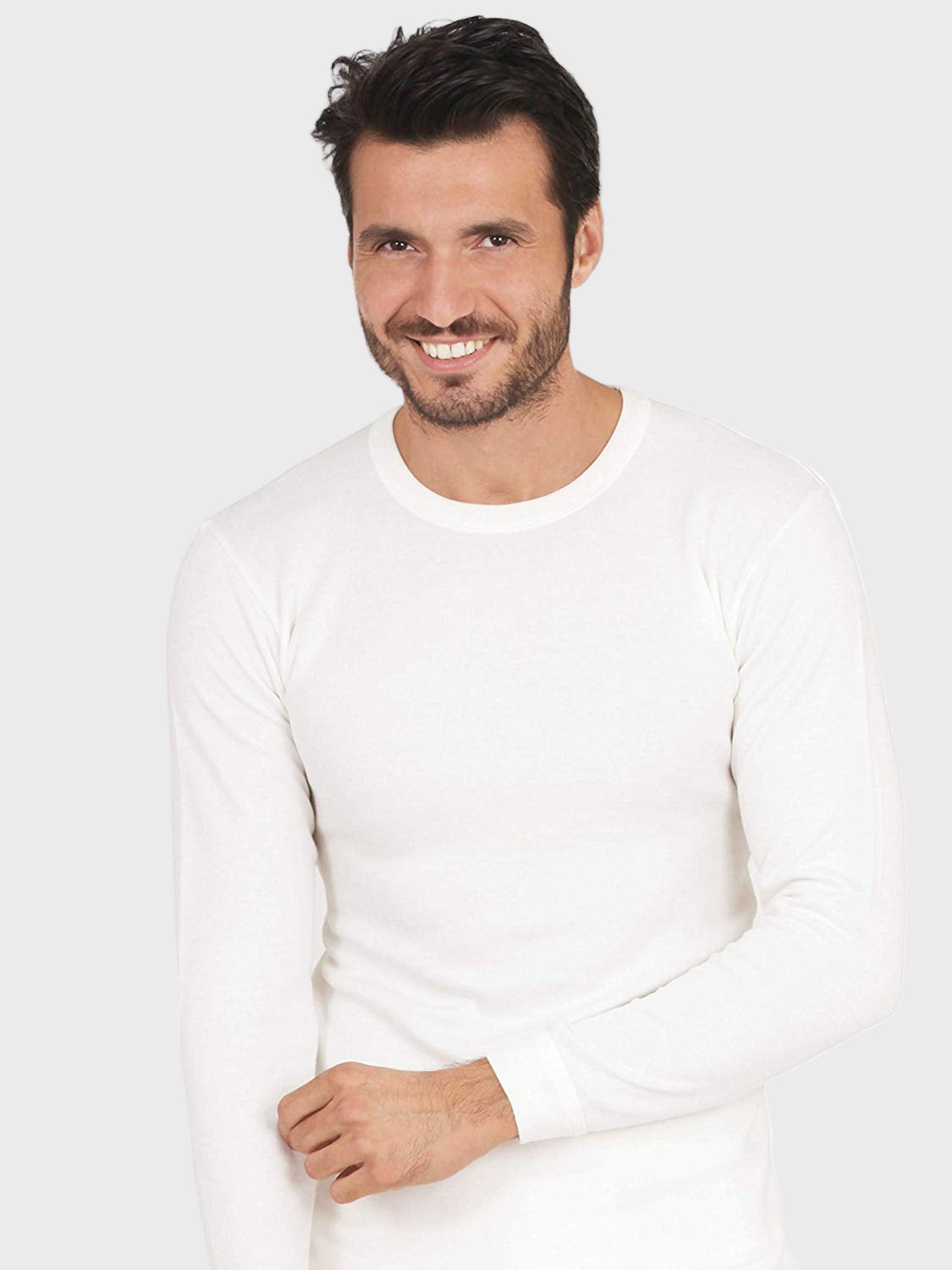 MaRe Premium Quality Cotton Wool Blend Men's Long-Sleeved T-Shirt White