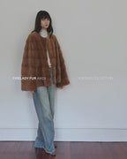 Vintage Clock Velvet Mink Fur Coat