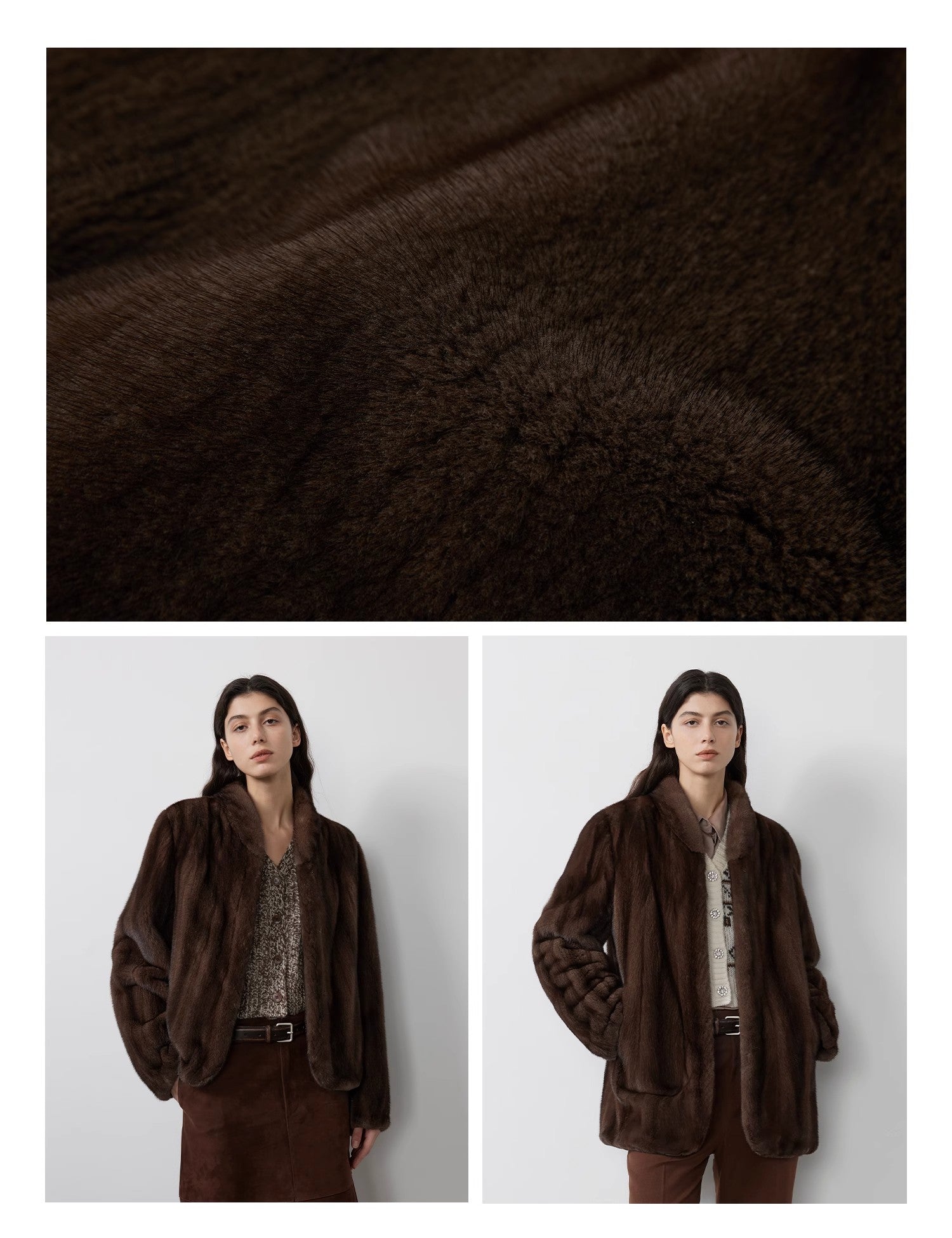 Behind The Vintage Mink Stand Collar Short Fur Coat