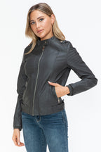 Biker Jacket with Side Zip Pockets Charcoal