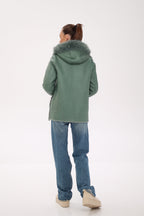 Reversible Hooded Wool Blend Jacket