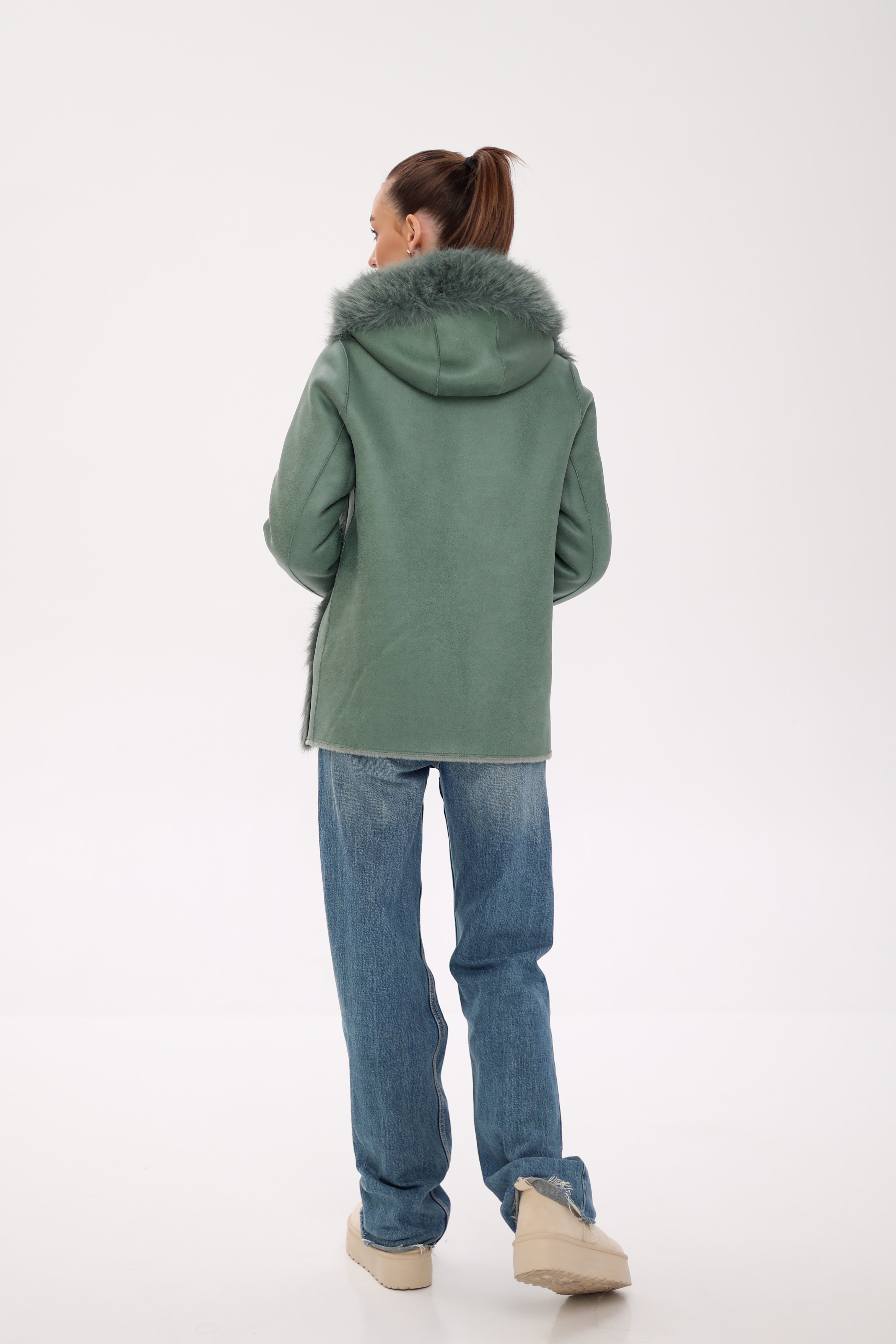 Reversible Hooded Wool Blend Jacket