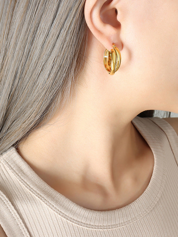 Gold-Plated Titanium Steel Huggie Earrings