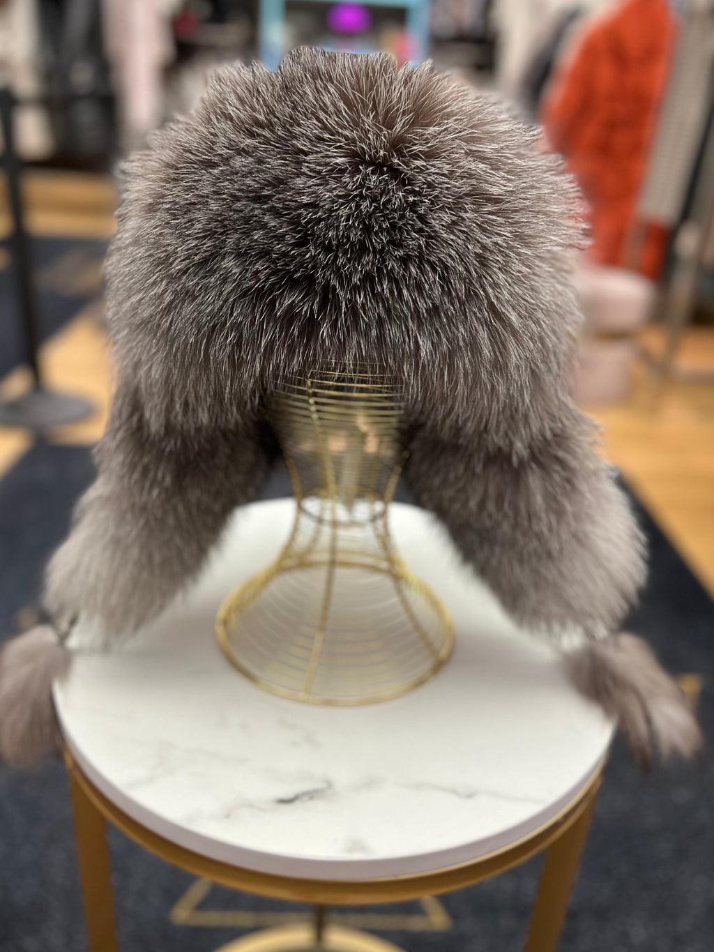Genuine Silver Fox Fur Leather Hat
