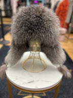 Genuine Silver Fox Fur Leather Hat