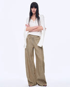 Fireladyfur Women's Stand-Up Silhouette Double Waist Linen Trousers ‘Berlin Street’