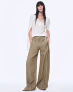 Fireladyfur Women's Stand-Up Silhouette Double Waist Linen Trousers ‘Berlin Street’