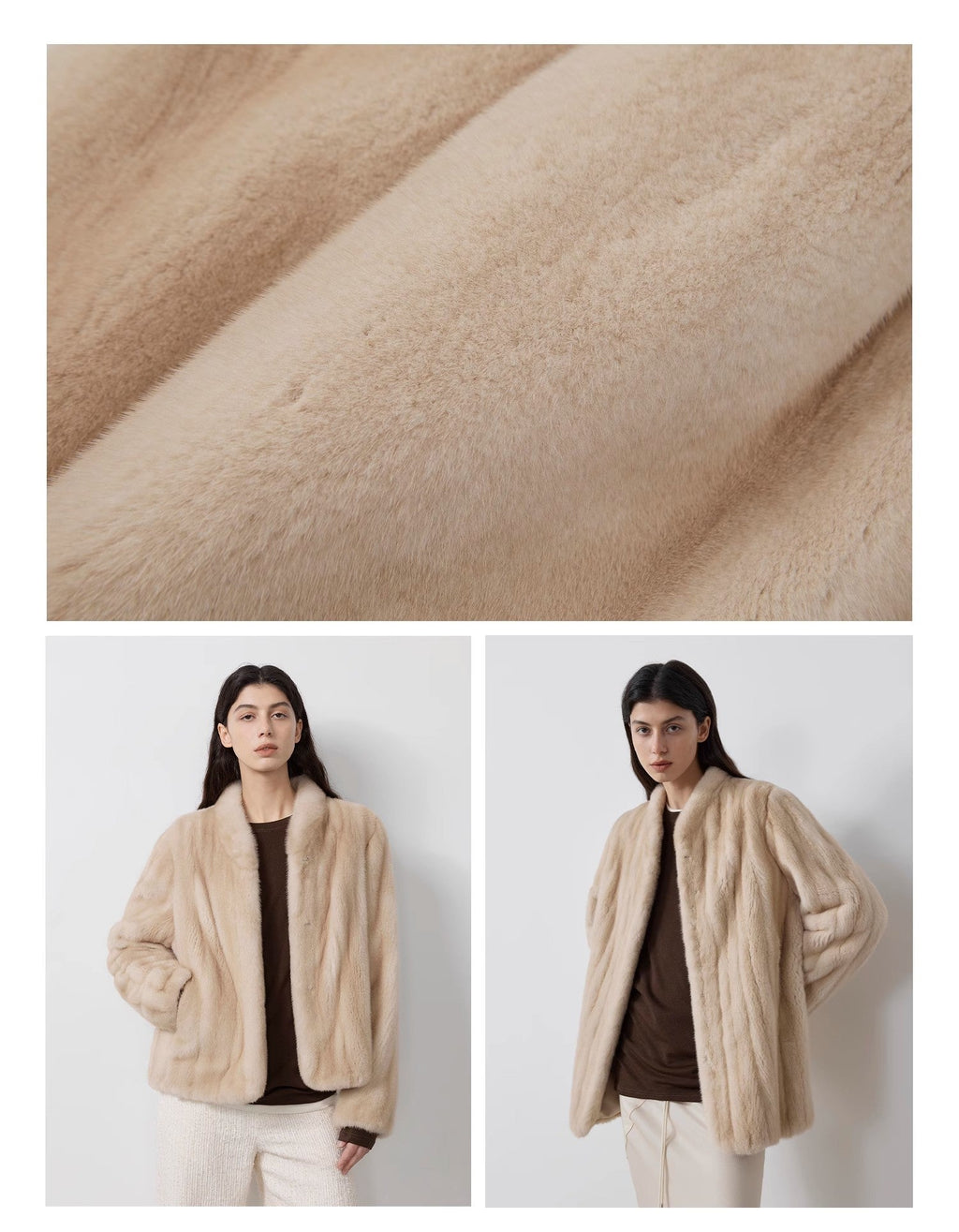 Behind The Vintage Mink Stand Collar Short Fur Coat