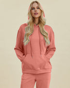 Basic Bae Air Scuba Drawstring Long Sleeve Hoodie with Kangaroo Pocket