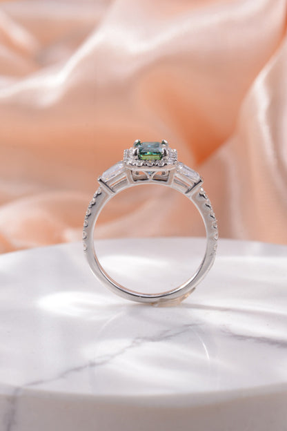 Green 1 Ct Moissanite Silver Ring