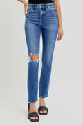 High Rise Ankle Skinny Knee Distressed Jeans