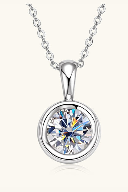 Modern Round 2 Ct Moissanite Silver Pendant Necklace