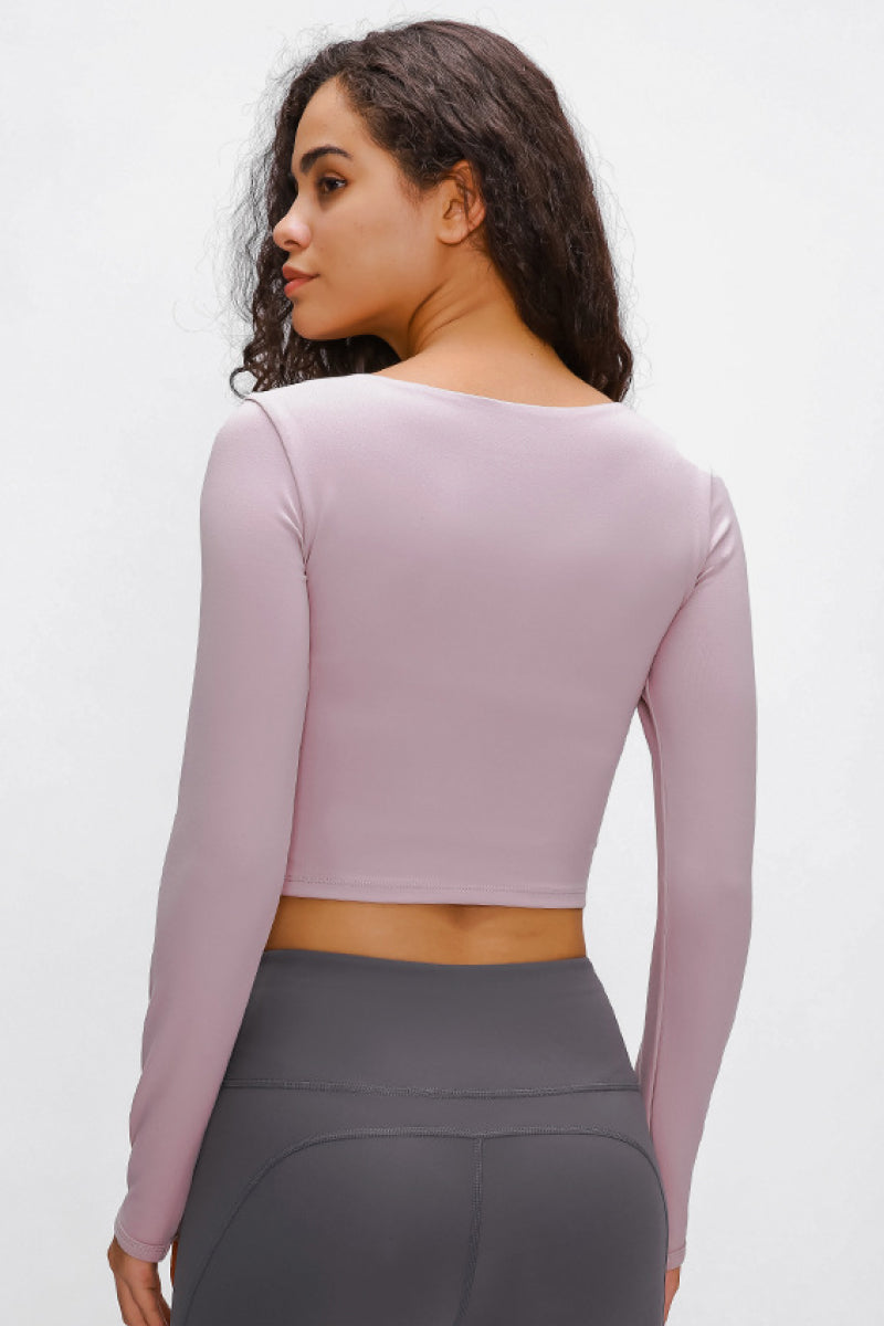 Long Sleeve Crop Top with Sports Strap