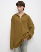 Women's Merino Wool Hooded Sweater with 1/4 Zip ‘Autumn Ticket’