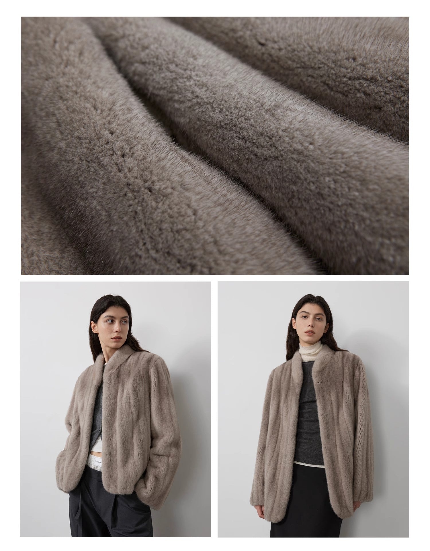 Behind The Vintage Mink Stand Collar Short Fur Coat