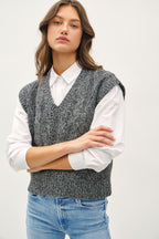 Cable Knit V-Neck Sweater Vest