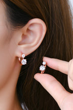 Two Stones Moissanite Hoop Earrings
