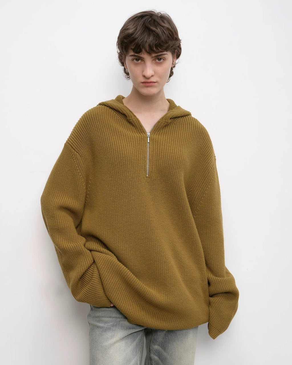 Women's Merino Wool Hooded Sweater with 1/4 Zip ‘Autumn Ticket’