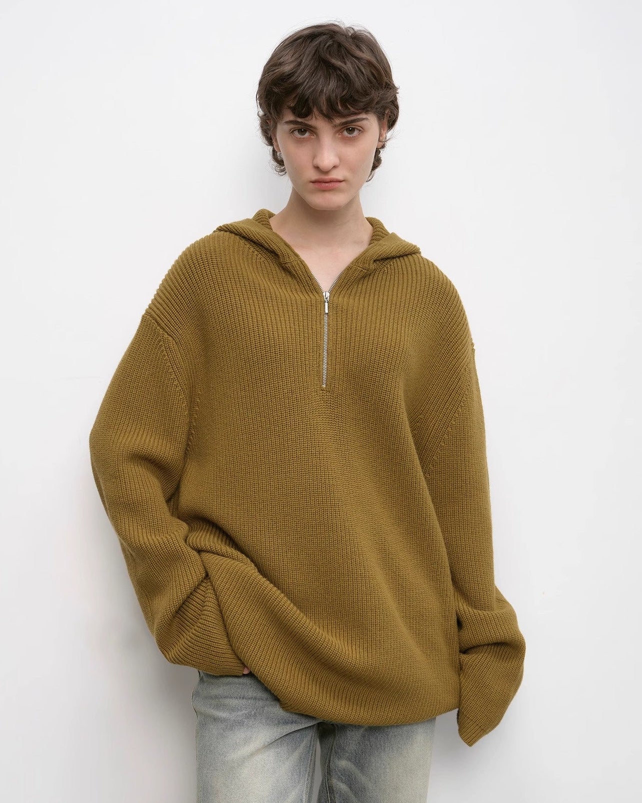 Women's Merino Wool Hooded Sweater with 1/4 Zip ‘Autumn Ticket’