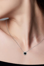 Black 1 Ct Moissanite Round Pendant Necklace