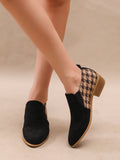 Women's Retro Color-Block Slip-On Heels | Round Toe Mid Heel Dress Shoes