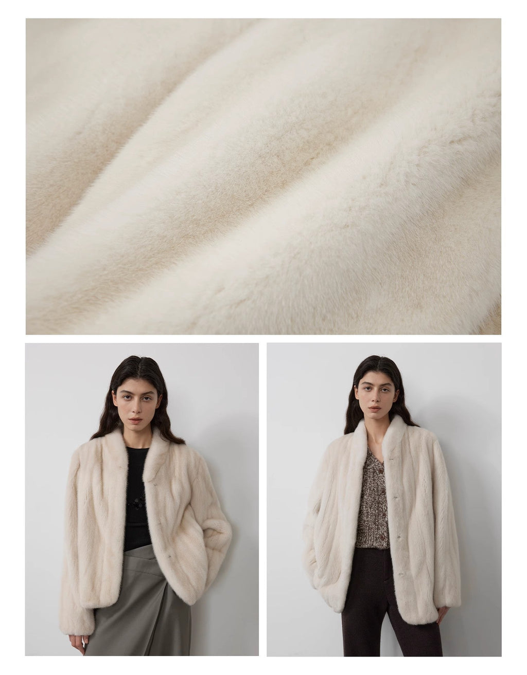 Behind The Vintage Mink Stand Collar Short Fur Coat
