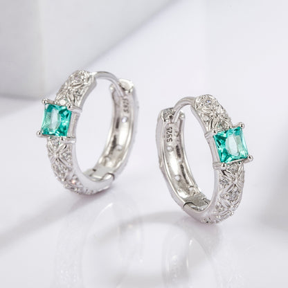 Silver Square Zircon Earrings