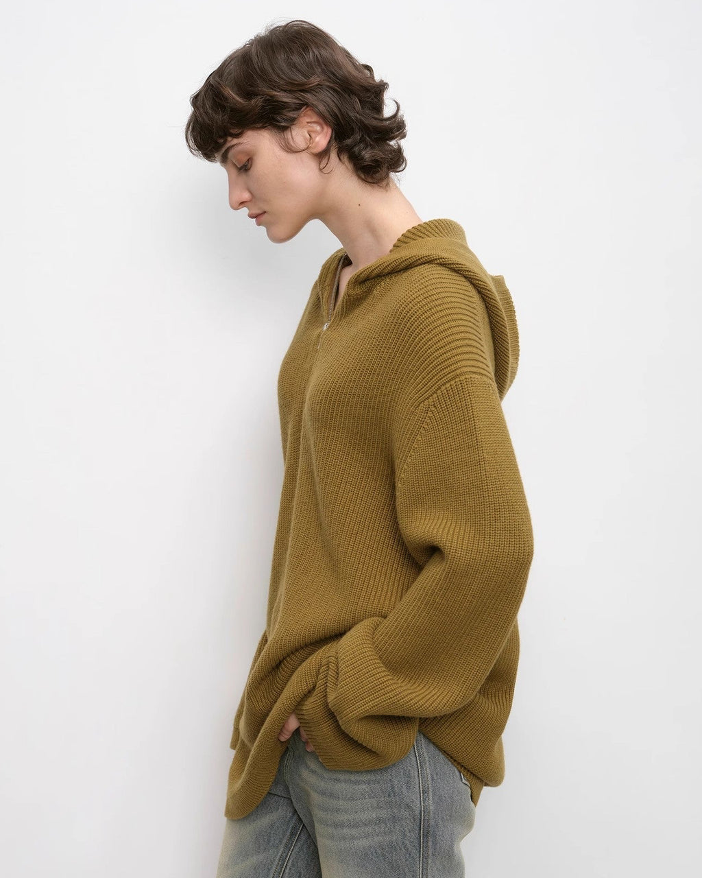 Women's Merino Wool Hooded Sweater with 1/4 Zip ‘Autumn Ticket’