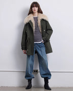 Fireladyfur Women’s Goose Down Parka Coat with Toscana Shearling Fur