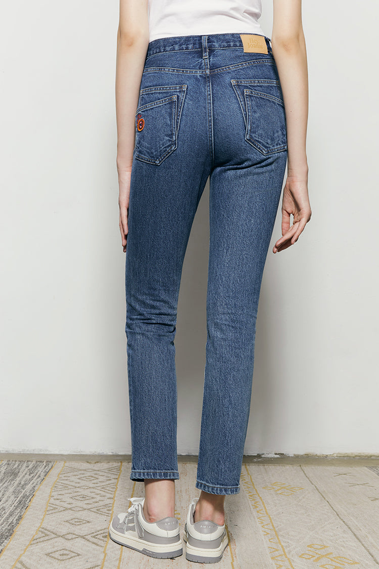 Two Shots High Rise Straight Crop Jeans | HJ013