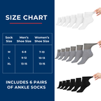 Women's Cotton Diabetic Ankle Socks | 6 Pairs
