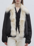 Fireladyfur Contrasting Fox Fur Collar Down Jacket 'Day and Night Rider'