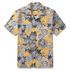 Yellow Hawaiian Japanese Flower Cotton Shirt