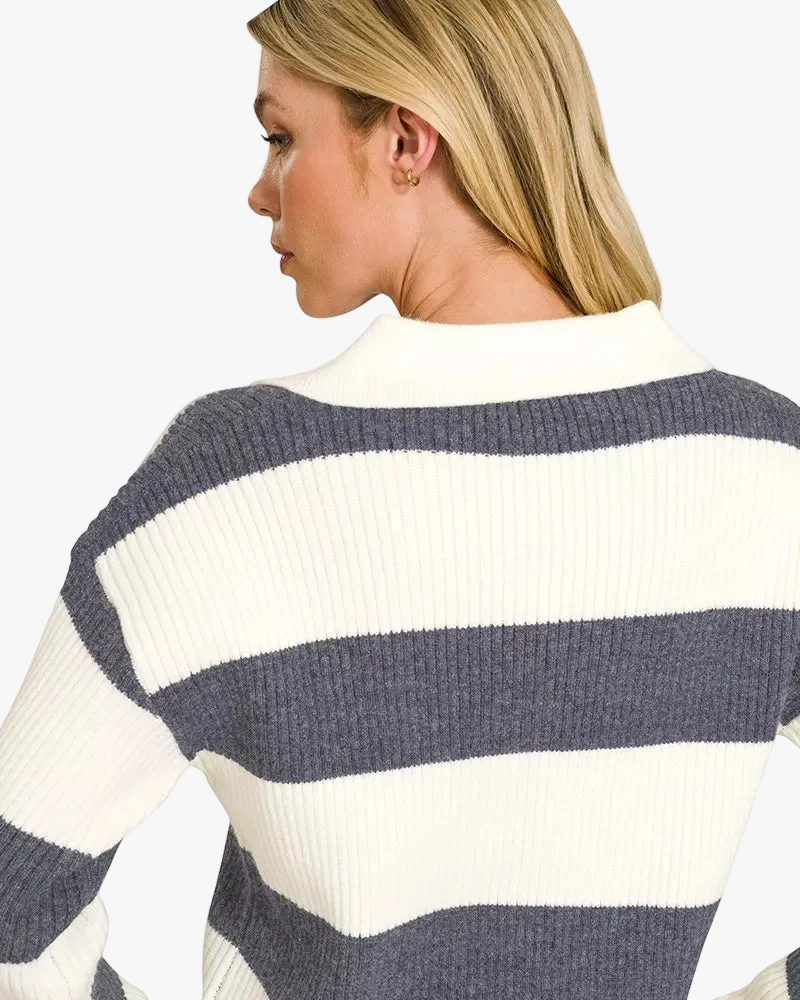 Striped Collared Sweater