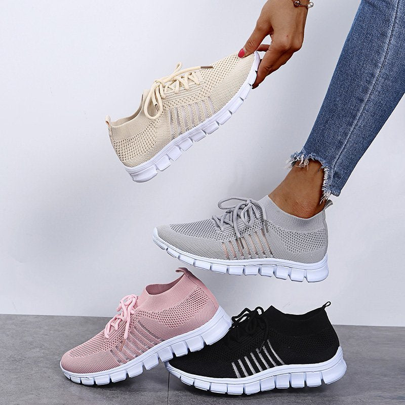 Breathable Mesh Lace-Up Sneakers