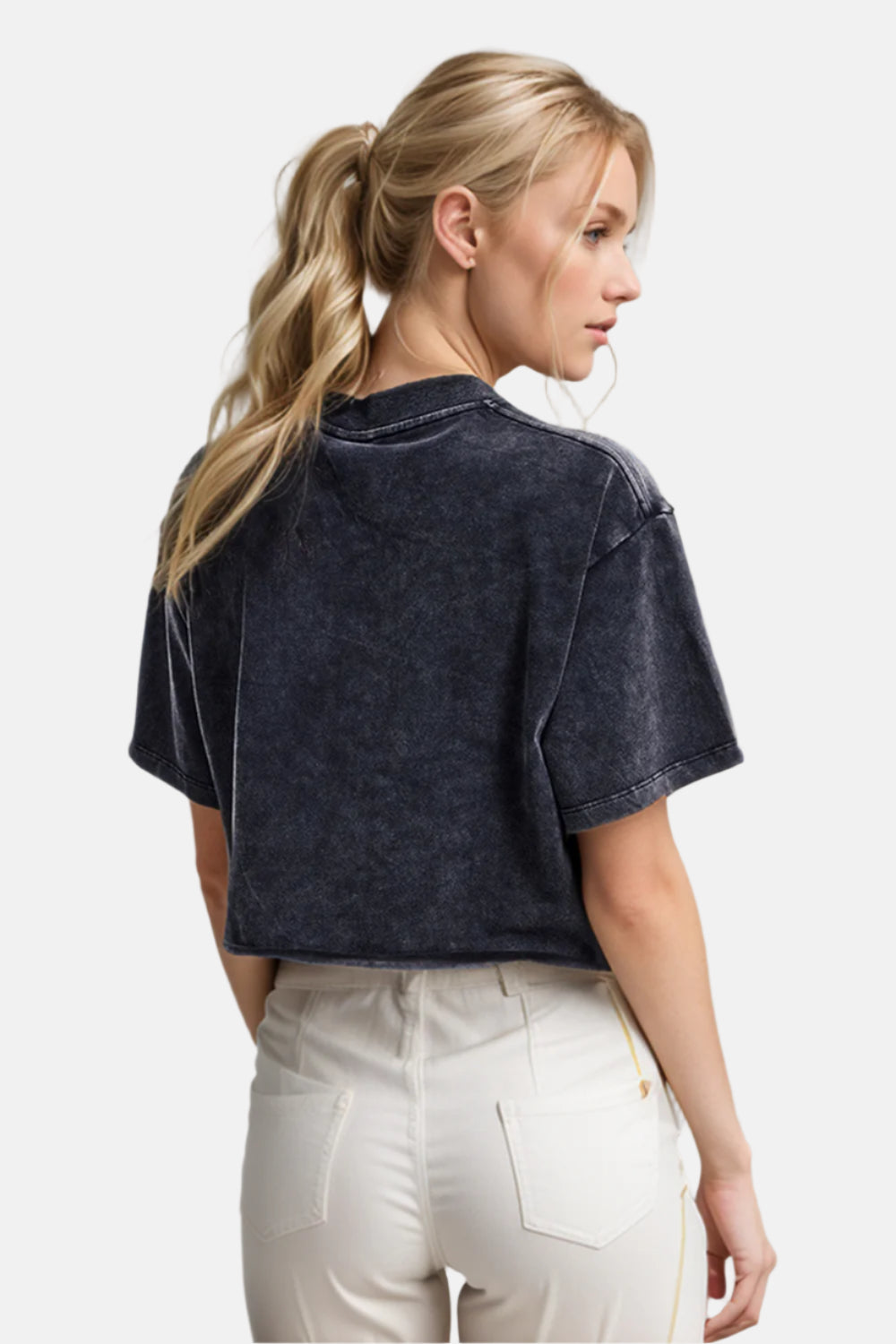 Washed Short Sleeve Cropped T-Shirt