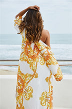 Plunge Halter Neck Swimwear and Cover Up Set