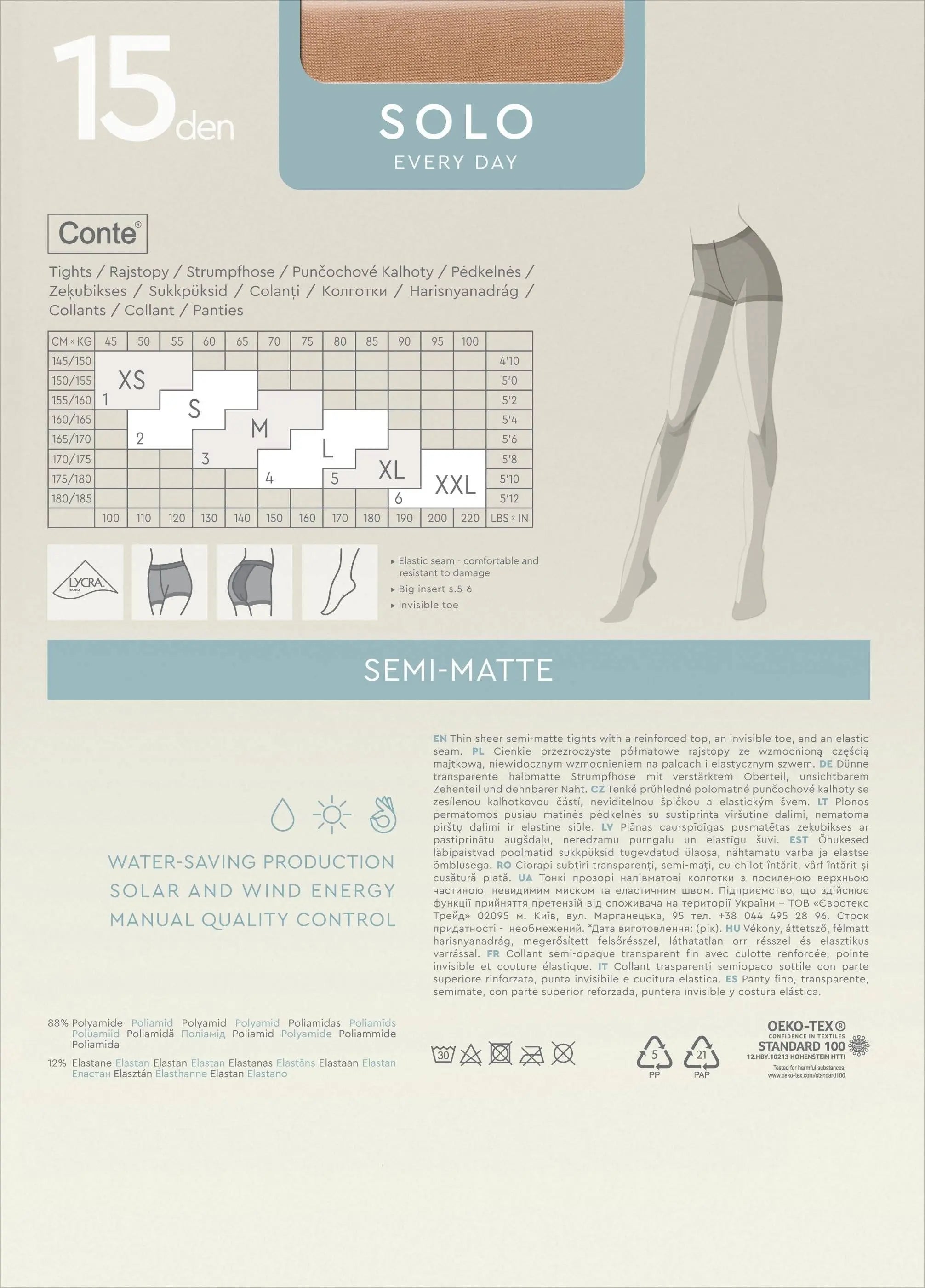 Tights Conte Solo 15 Den | Classic Pantyhose