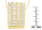 14K Yellow Gold 2 1/3 Cttw Princess Cut Diamond Block Pendant Necklace