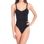Seamless Bodysuit with Adjustable Straps Black