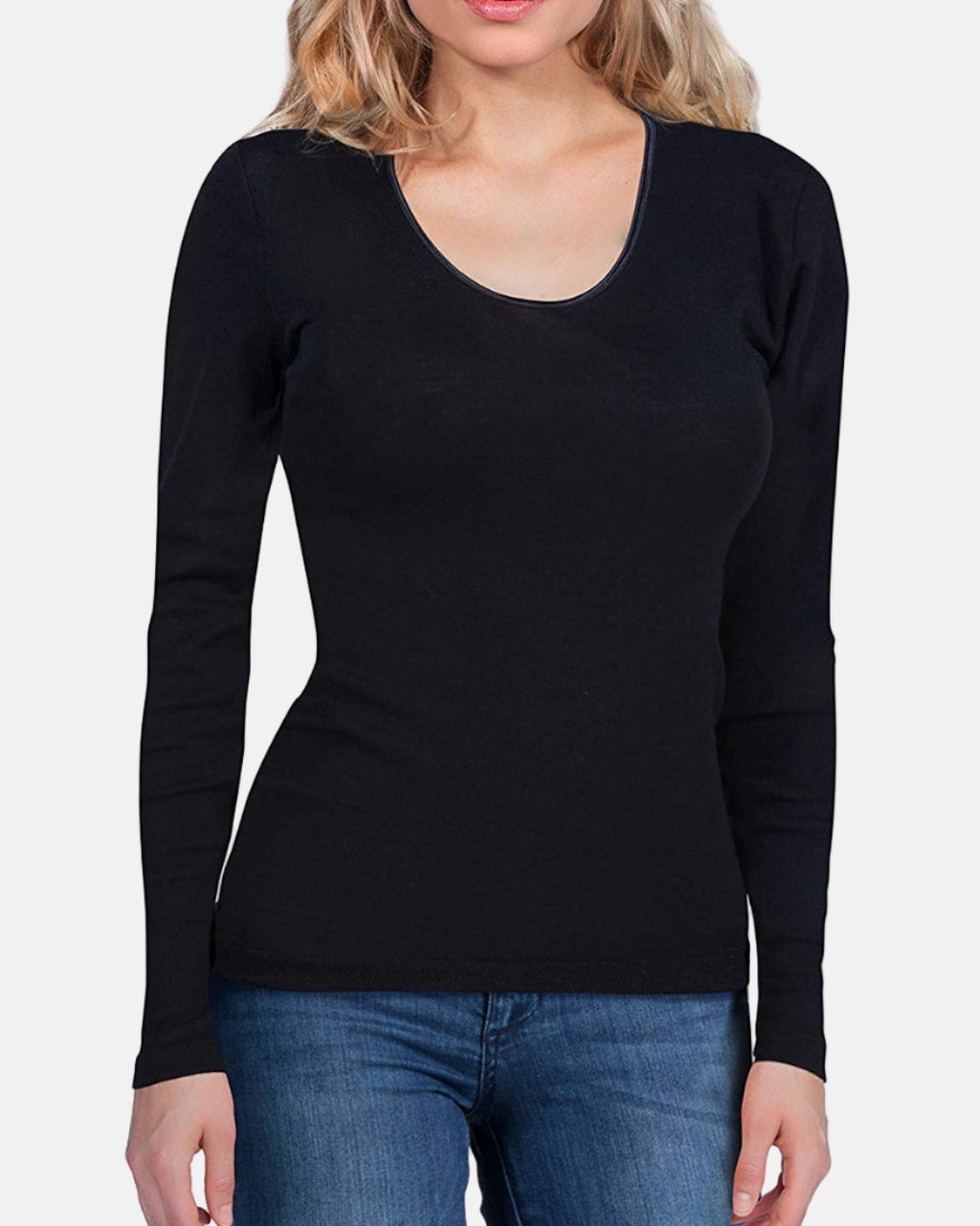 EGi Luxury Merino Wool Silk Women's Long Sleeve T-Shirt | 143
