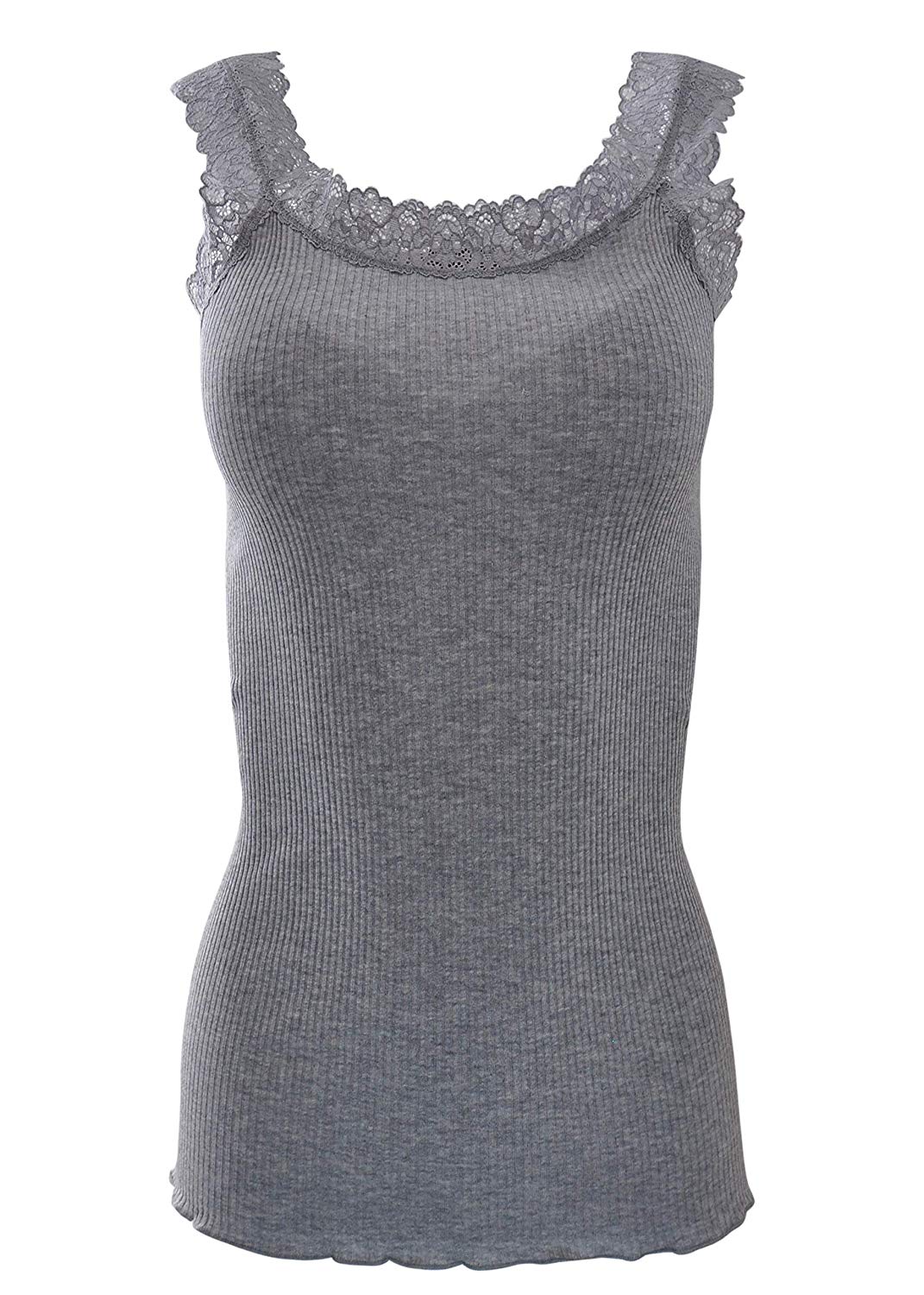 BASIC COTTON Free Spirit Premium Cotton Women's Lace Trim Tank Top