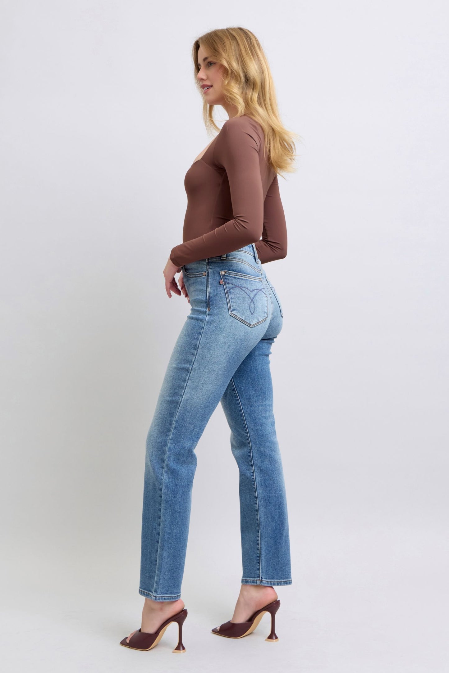 Vintage Wash Thermal Straight Jeans