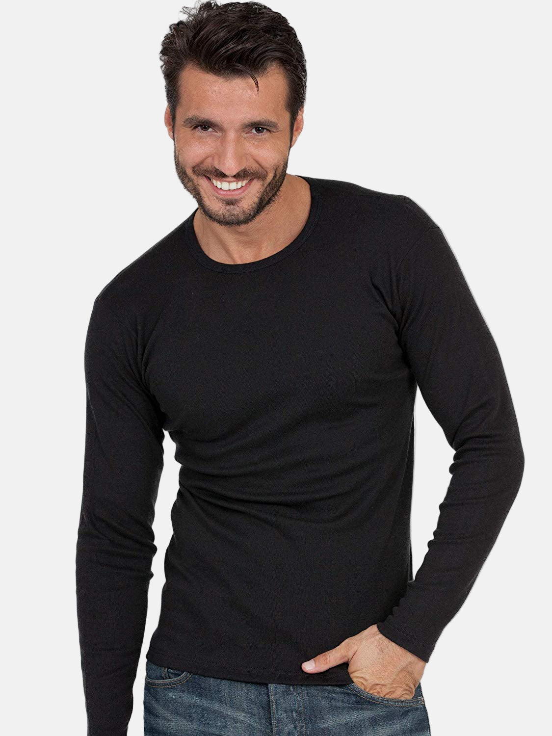 BASIC COTTON Free Spirit Premium Brushed Cotton Men's Long Sleeve Tee