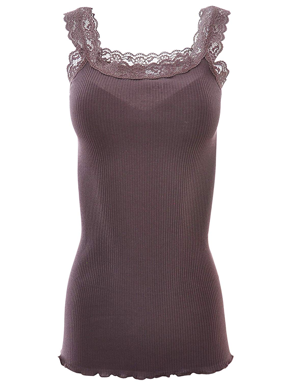 BASIC COTTON Free Spirit Premium Cotton Women's Lace Trim Tank Top