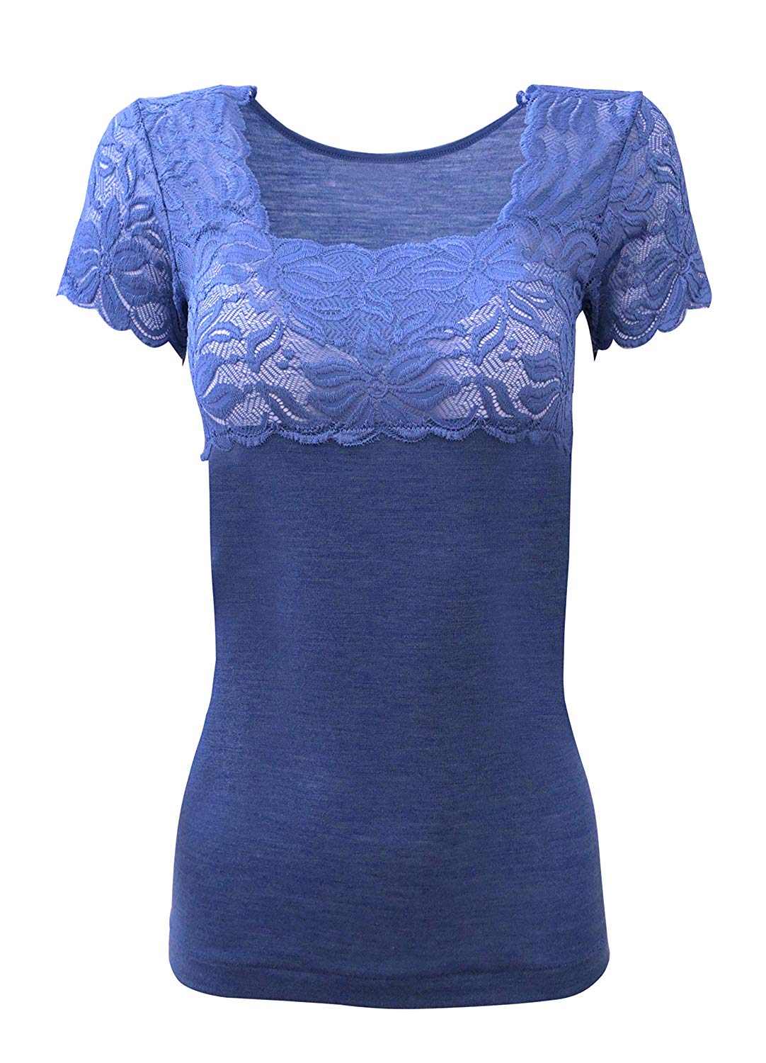 MaRe Luxury Merino Wool Blend Women's Top with Lace