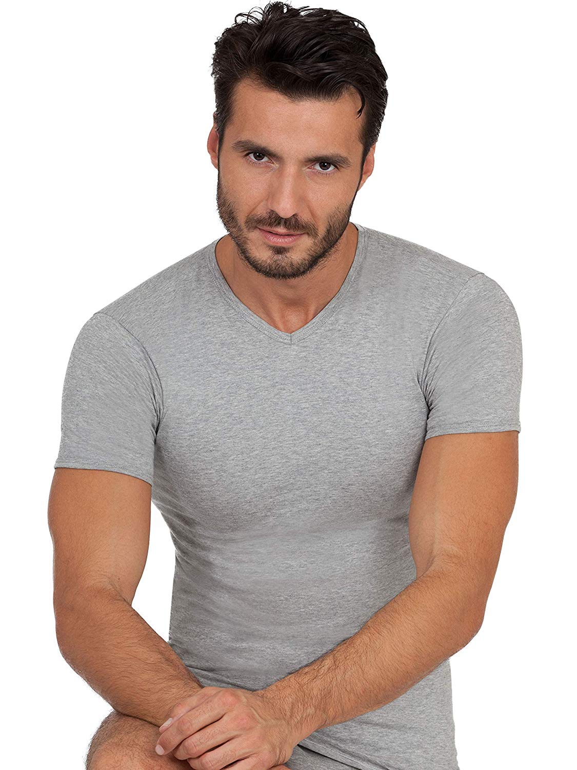 BASIC COTTON Free Spirit Premium Quality Brushed Cotton Men's V-Neck T-Shirt